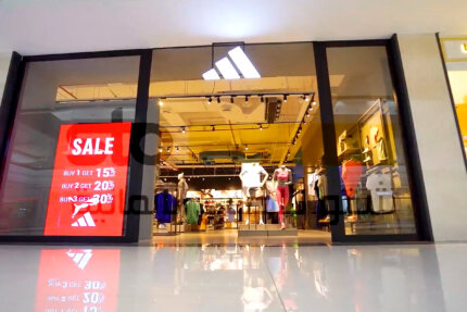 Experience the completed Adidas store, featuring high-quality Sto interior finishes for a modern and stylish look.